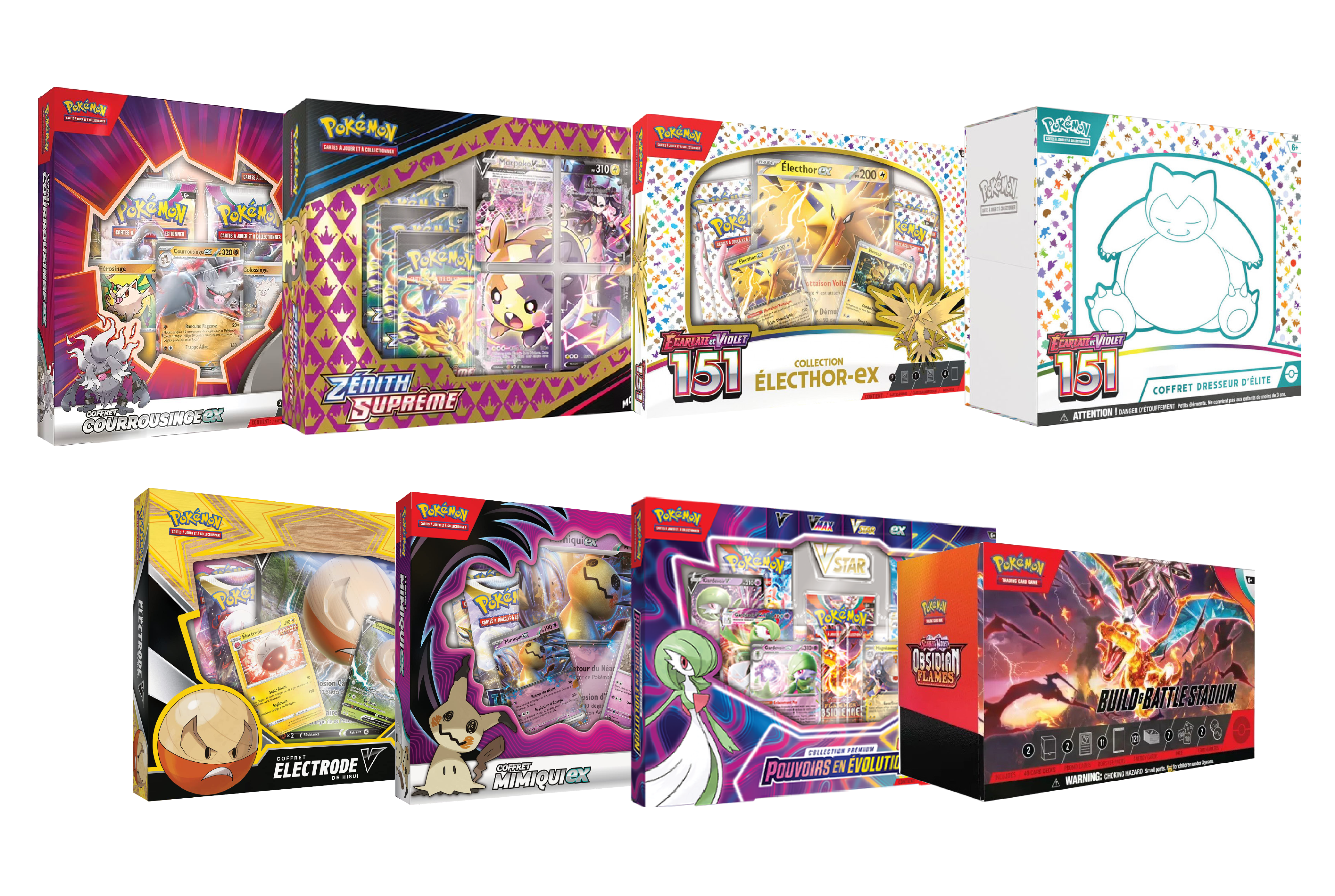 Bundle Pokémon 8 Coffrets : ETB 151 - Electhor ex 151 - Morpeko V