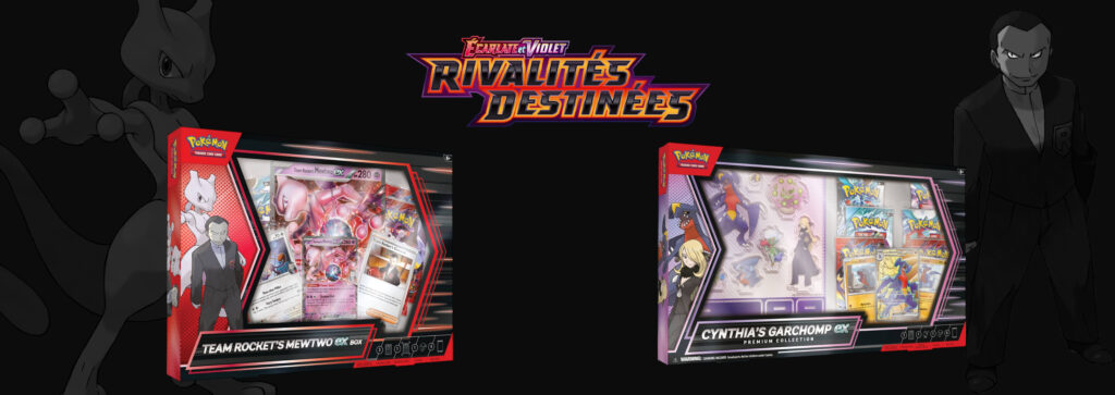 Coffret Mewtwo-ex de la Team Rocket et Collection premium Carchacrok-ex de Cynthia