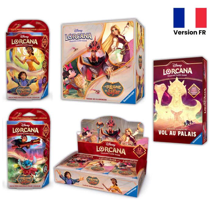 Disney Lorcana - Pack Chapitre 8 : Le règne de Jafar - 1 Display + 1 Trove Pack + 1 Coffret Quête des Illumineurs + 2 Decks préconstruits - Bundle Pack en français