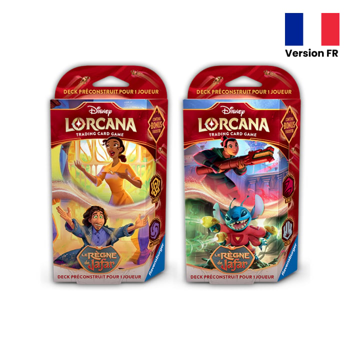 Disney Lorcana - Pack de 2 Decks préconstruits Mulan et Stitch & Tiana et Bruno - Chapitre 8 - Le règne de Jafar en français