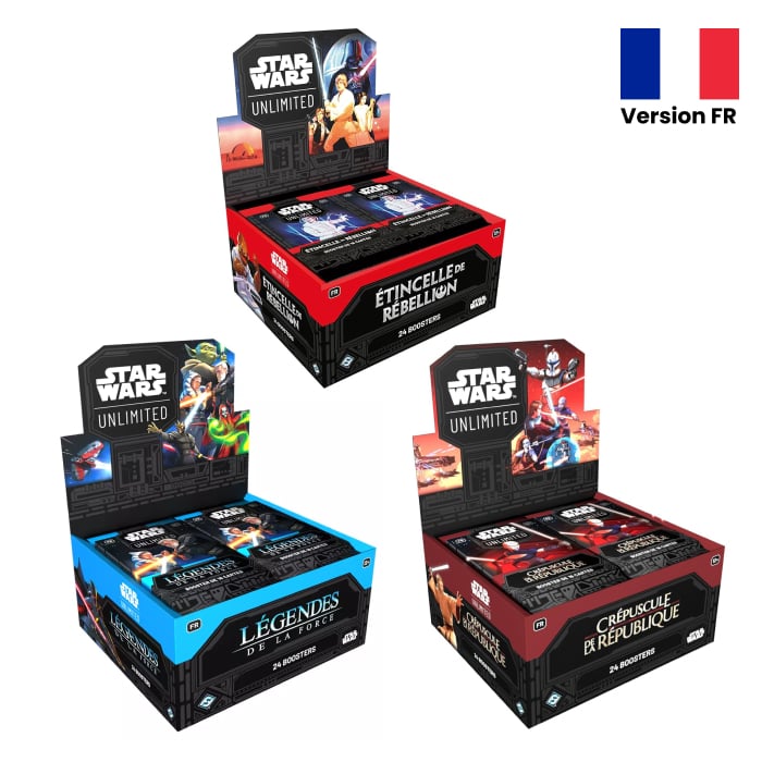 Star Wars Unlimited - Pack - Display Etincelle de Rébellion + Display Crépuscule de la République + Display Légende de la Force - Boites de 24 boosters en français
