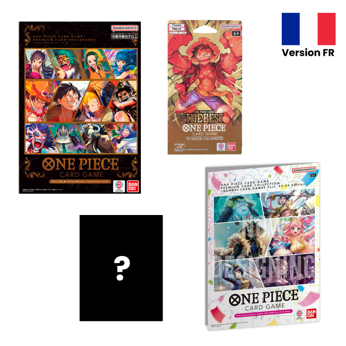 One Piece - Pack - 1 Coffret Premium Card Collection VOL 3 + 1  Premium Card Collection Fest. 23-24 + 1 Packet de sleeves One Piece aléatoire + 1 Blister PRB01 - En français