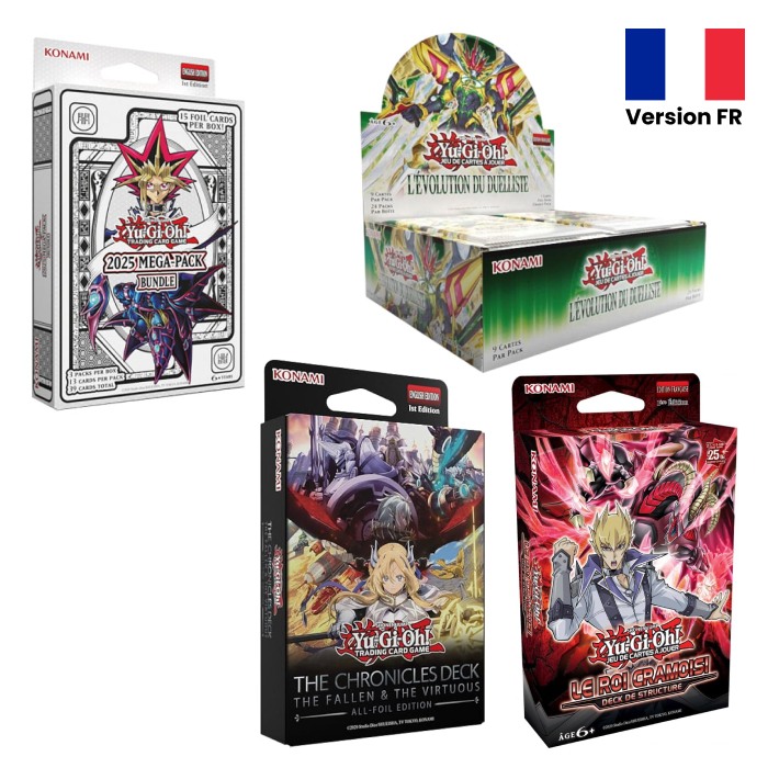 Yu-Gi-Oh! - Pack - 1 Display L'Évolution du Duelliste + 1 Deck Le Roi Cramoisi + 1 Deck de Structure The Fallen and The Virtuous + 1 Méga-Pack 2025 - En français