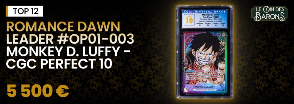 Romance Dawn Leader Alternate Art Parallel #OP01-003 Monkey D. Luffy - CGC Perfect 10 - 5 500 €