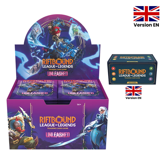 Riftbound : League Of Legends - Display - Unleashed + 1 Coffret - Bulk Runes - en anglais OFFERT- Boite de 24 Boosters en anglais